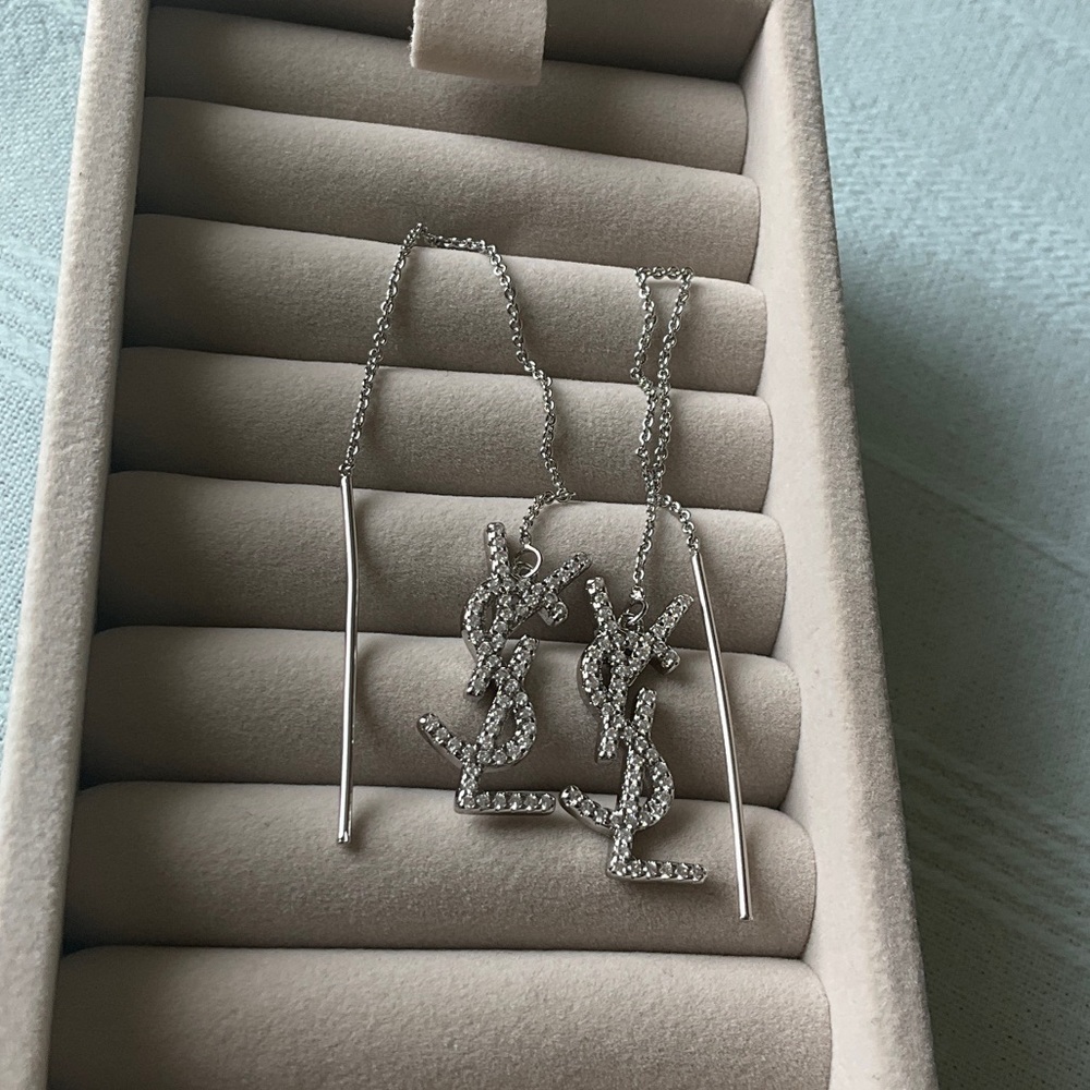 Elegant Silver Drop Earrings YSL